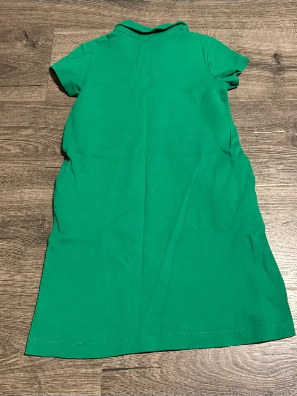Girls 6/7 Collar Polo Dress With Pockets Primary 100% Cotton Solid Color Green